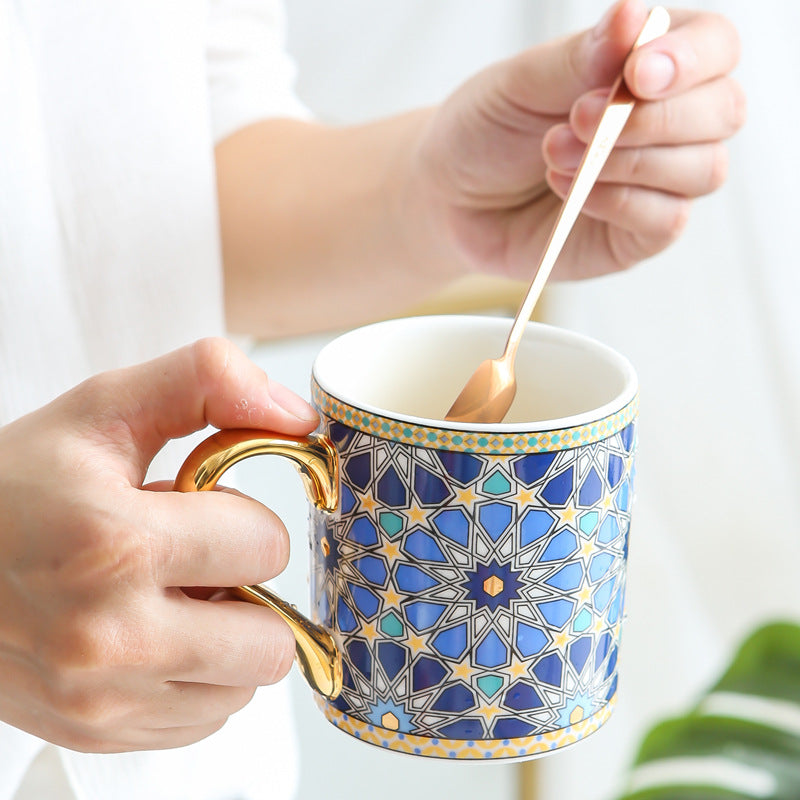 Taza Cerámica Dorada Estilo Marroquí