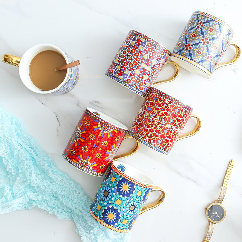 Taza Cerámica Dorada Estilo Marroquí
