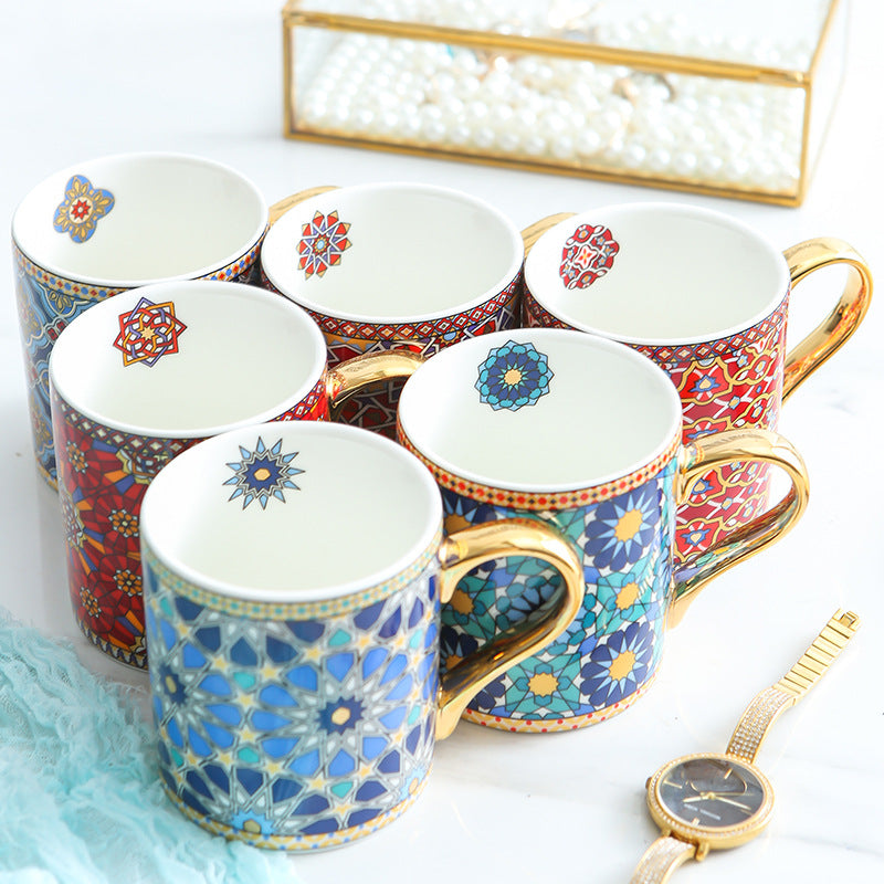 Taza Cerámica Dorada Estilo Marroquí