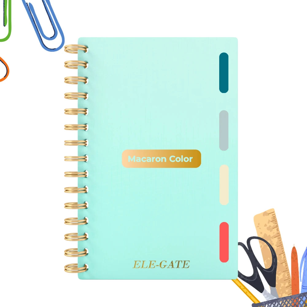 80 Sheet Lined A5 Notebook with 4 Colored Dividers Spiral Bound Planner with Custom Logo Journal Style Agenda
