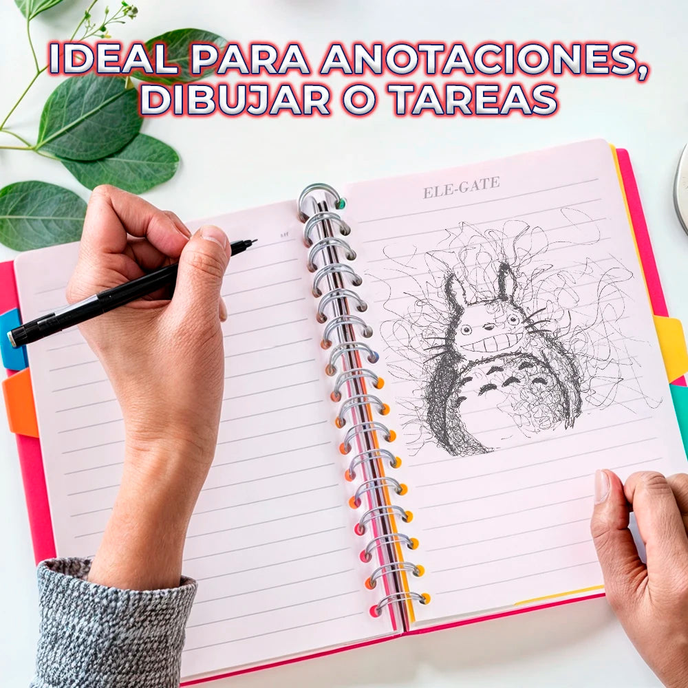 120-Sheet A5 Notebook with Leather Cover Spiral Thermal Binding Colored Dividers Offset Paper Cover Material for Diaries