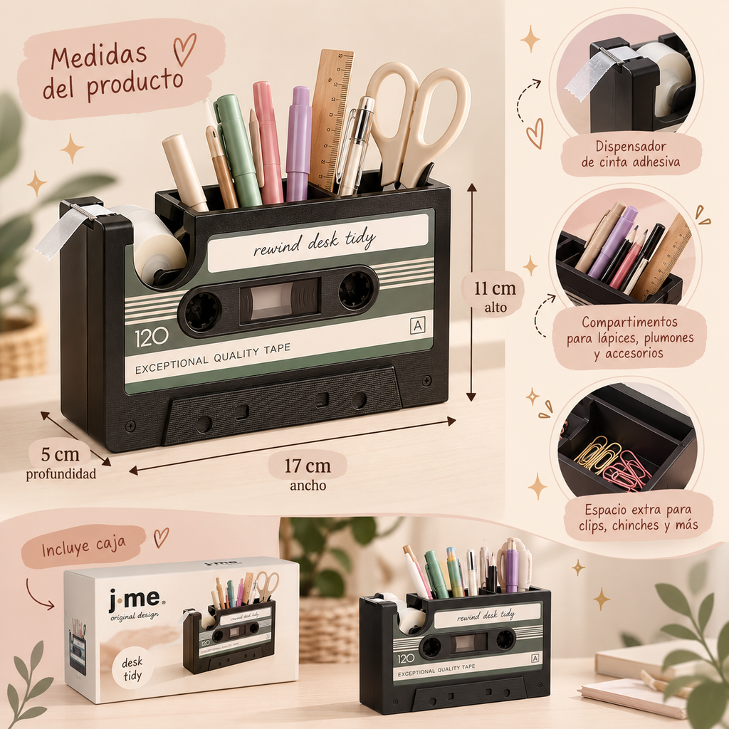 Organizador Cassette Retro | Orden con personalidad 🎧