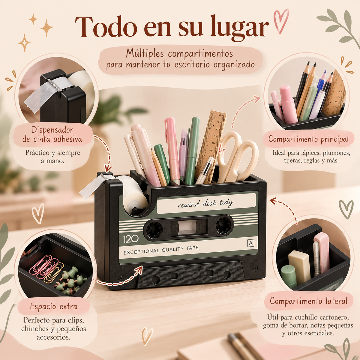 Organizador Cassette Retro | Orden con personalidad 🎧