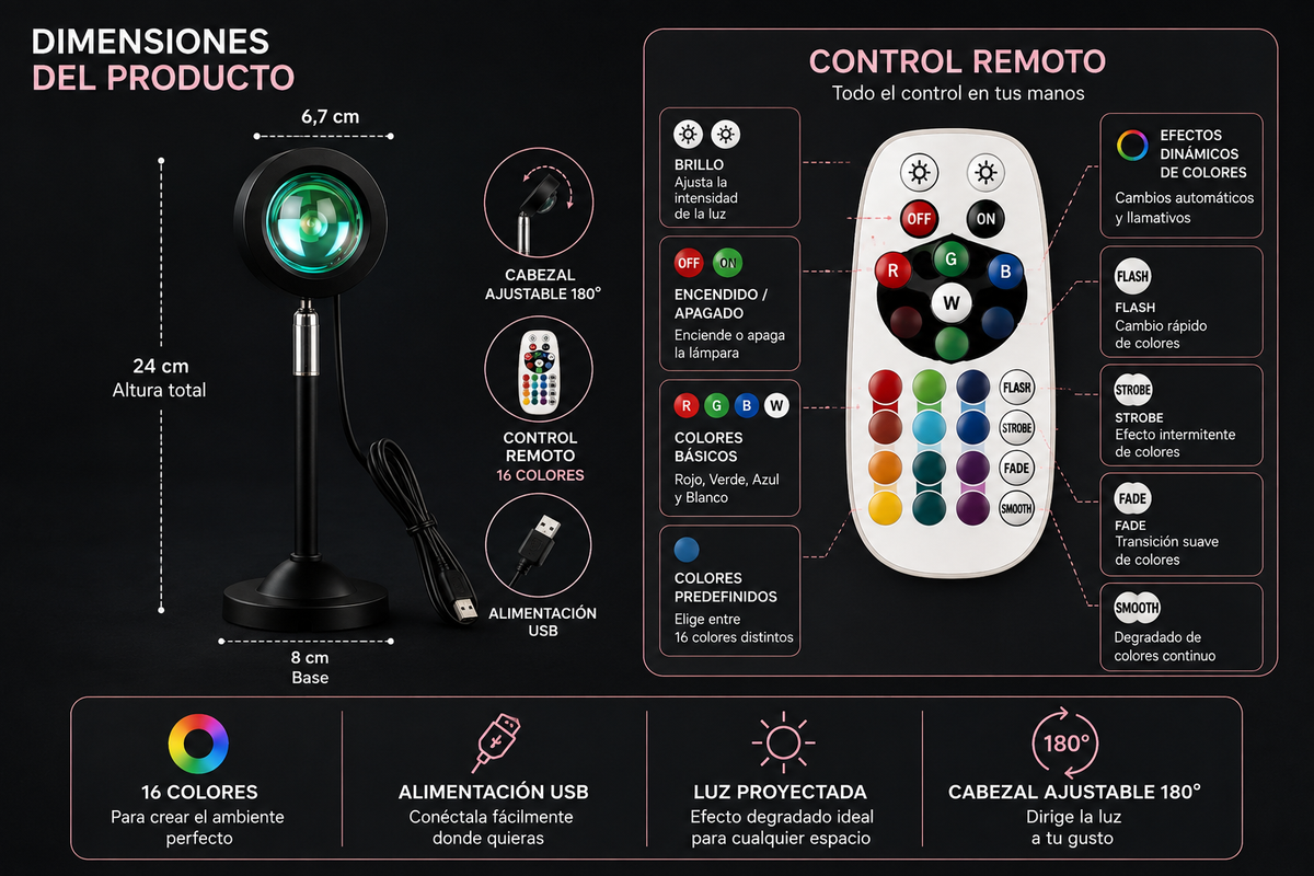 Lámpara Sunset LED | Tu propio atardecer en casa