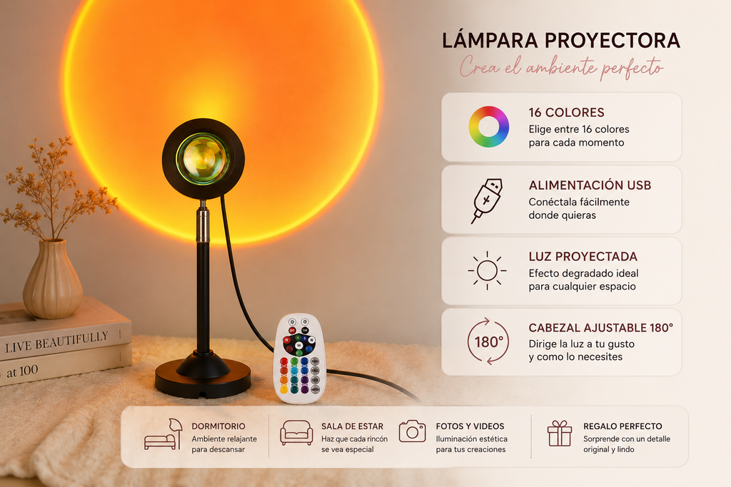 Lámpara Sunset LED | Tu propio atardecer en casa
