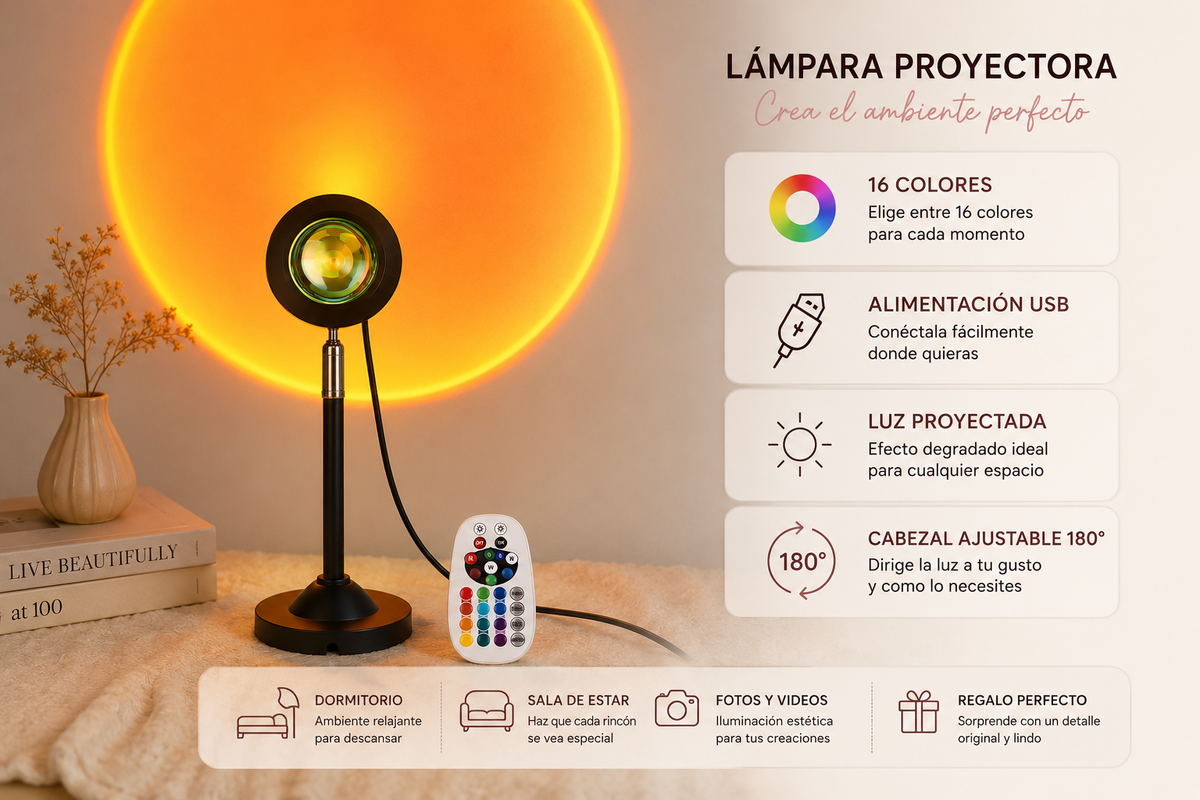 Lámpara Sunset LED | Tu propio atardecer en casa