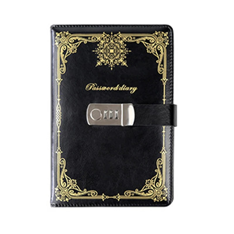 Password Journal Retro Lock Notepad A5 Student Diary Classical Creative Business Hand Ledger PU Customization Notebook