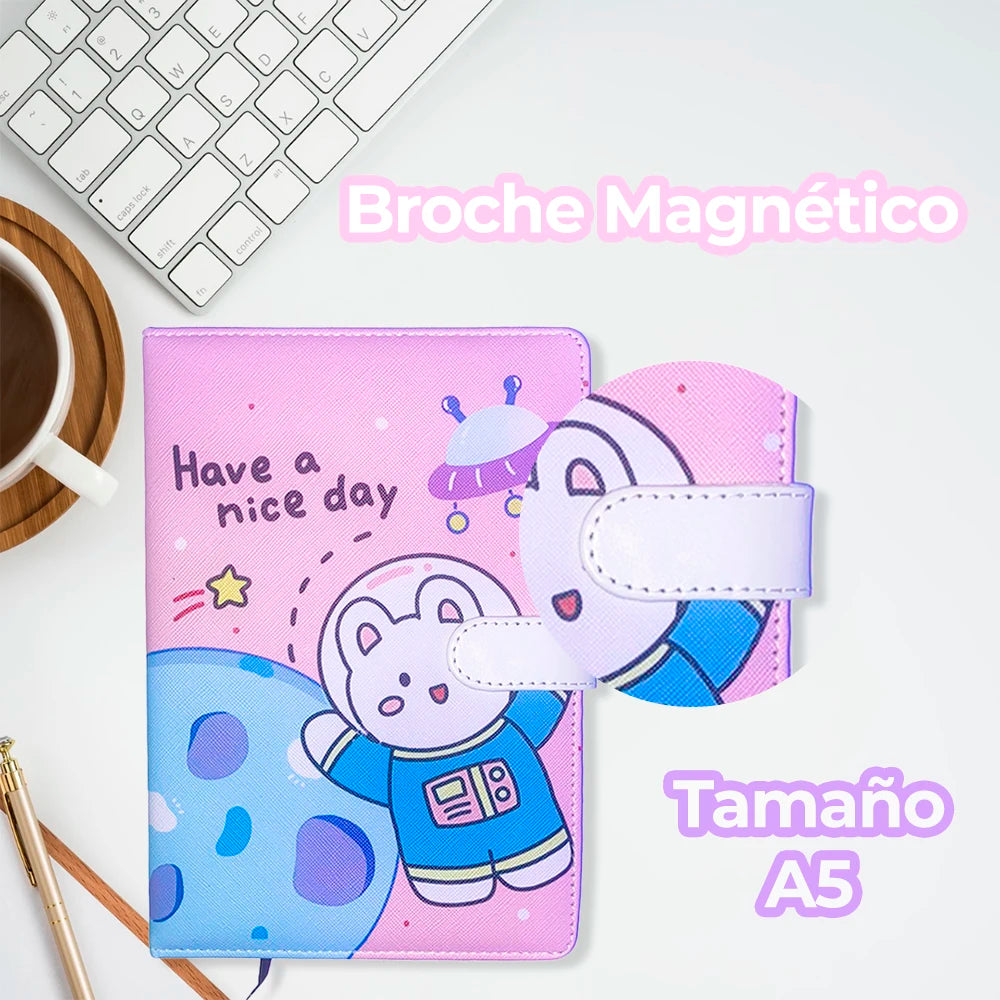 Cuaderno Kawaii con Cierre Magnético
