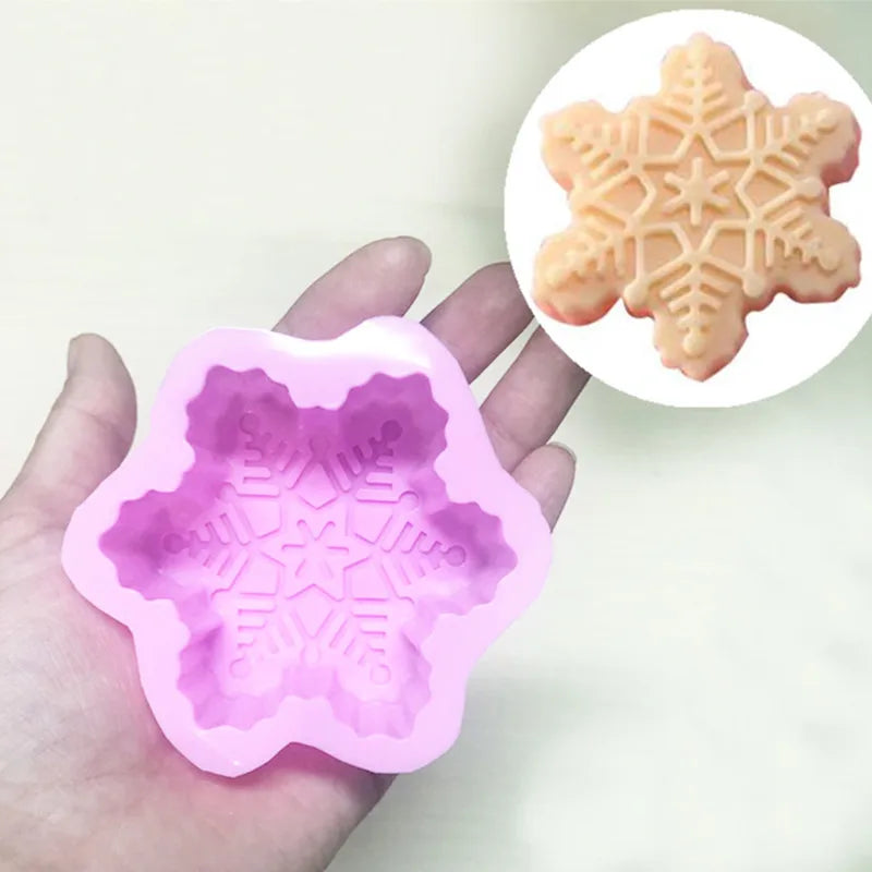 Christmas Snowflake Candle Silicone Mold Handmade Soap Aromatherapy Gypsum Resin Ice Mould Candle Making Kit Home Decor Gifts