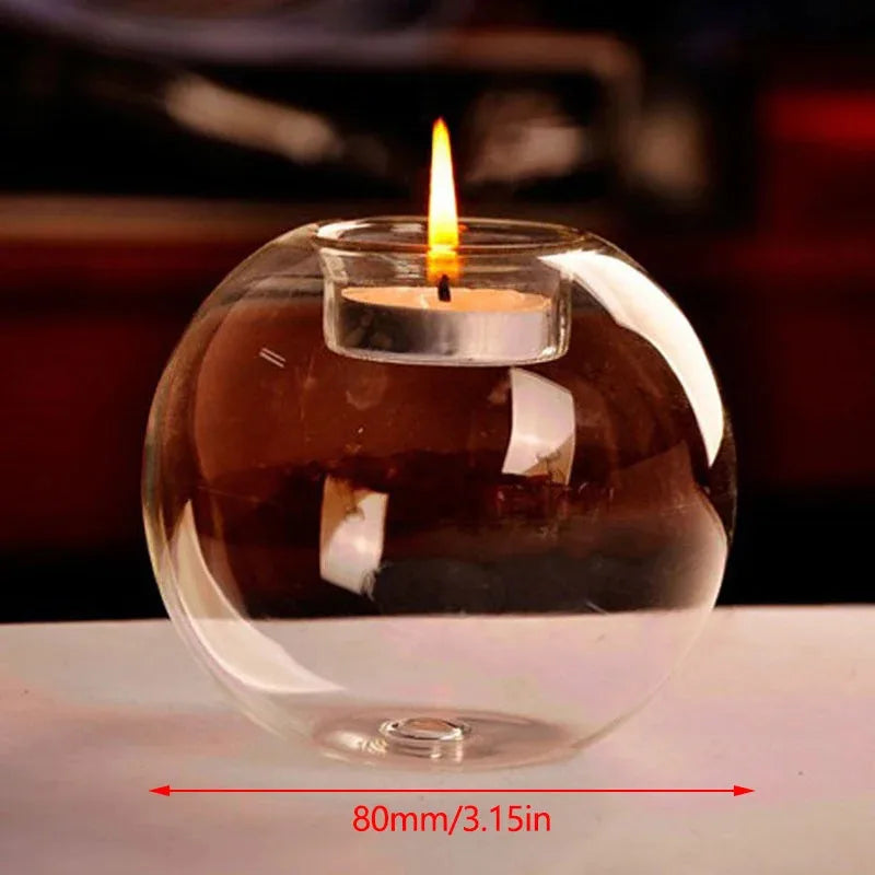 European Style Round Glass Candle Holder for Christmas, Wedding & Table Centerpiece Decor