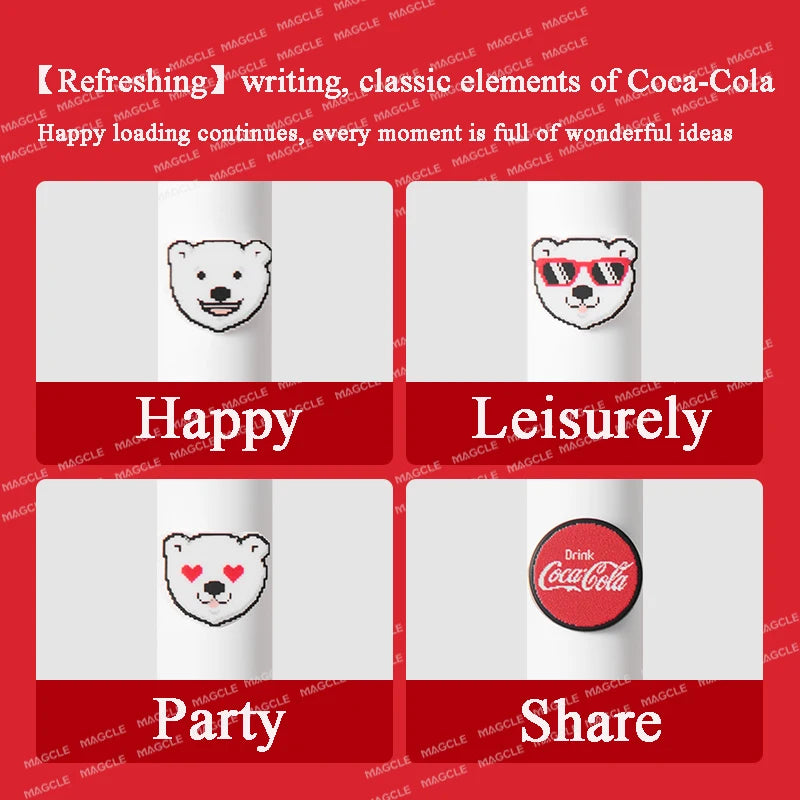 Lápices Gel Coca-Cola 4pc con Estuche Lata - Papelería Kawaii | Cozy Moments