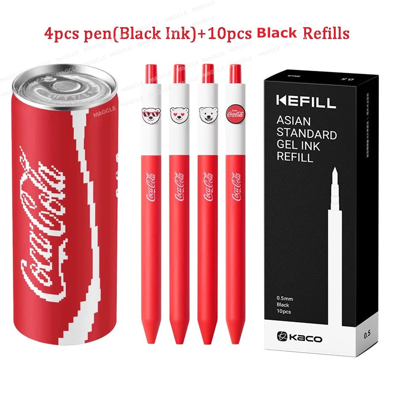 Lápices Gel Coca-Cola 4pc con Estuche Lata - Papelería Kawaii | Cozy Moments