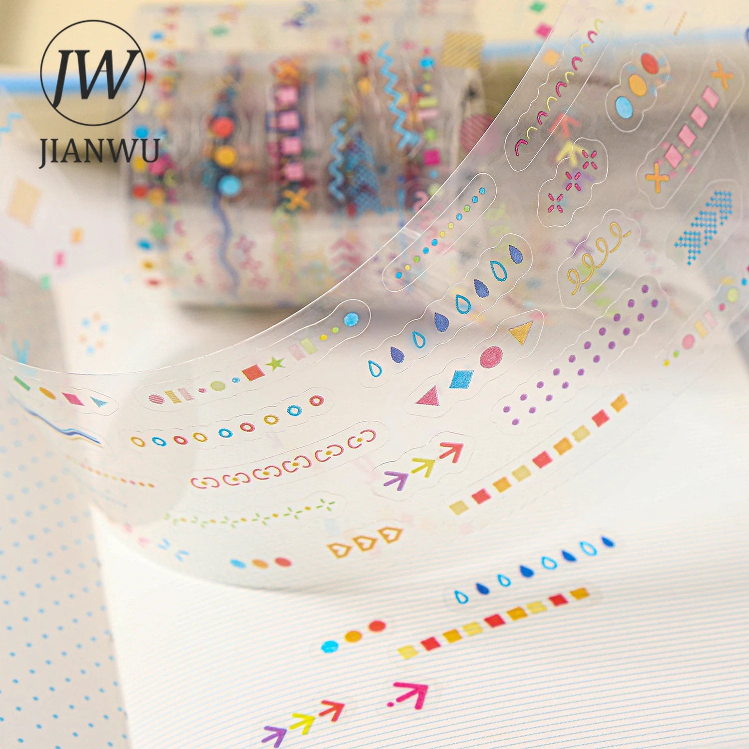 JIANWU The Sweetness Five-grain Sugar Series Colorful Dot Landscape Material Collage PET Tape Creative DIY Journal Stationery