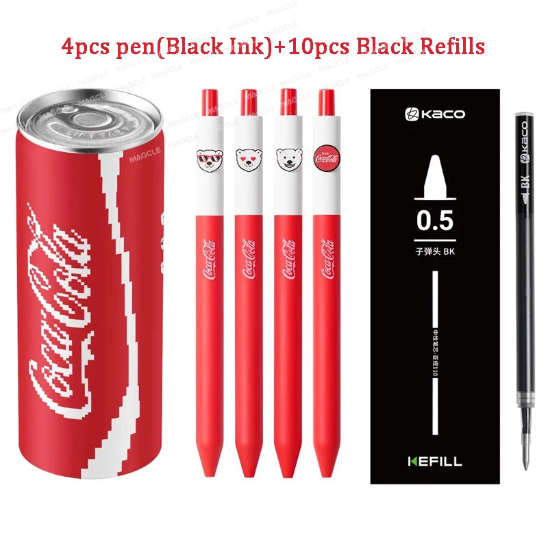 Lápices Gel Coca-Cola 4pc con Estuche Lata - Papelería Kawaii | Cozy Moments