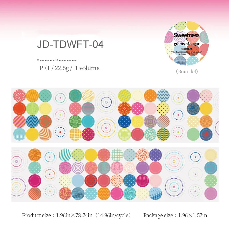 JIANWU The Sweetness Five-grain Sugar Series Colorful Dot Landscape Material Collage PET Tape Creative DIY Journal Stationery