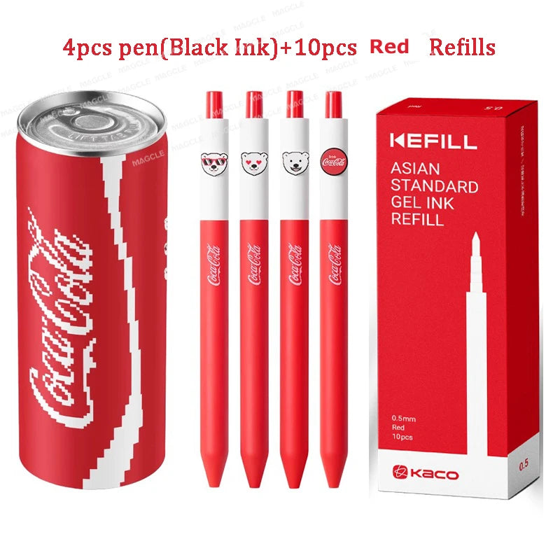 Lápices Gel Coca-Cola 4pc con Estuche Lata - Papelería Kawaii | Cozy Moments
