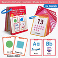 40Pcs Spanish Alphabet Number Color & Shape Themes Learning Cards for Kids Early Education Vocabulary Flashcards Teaching Aids