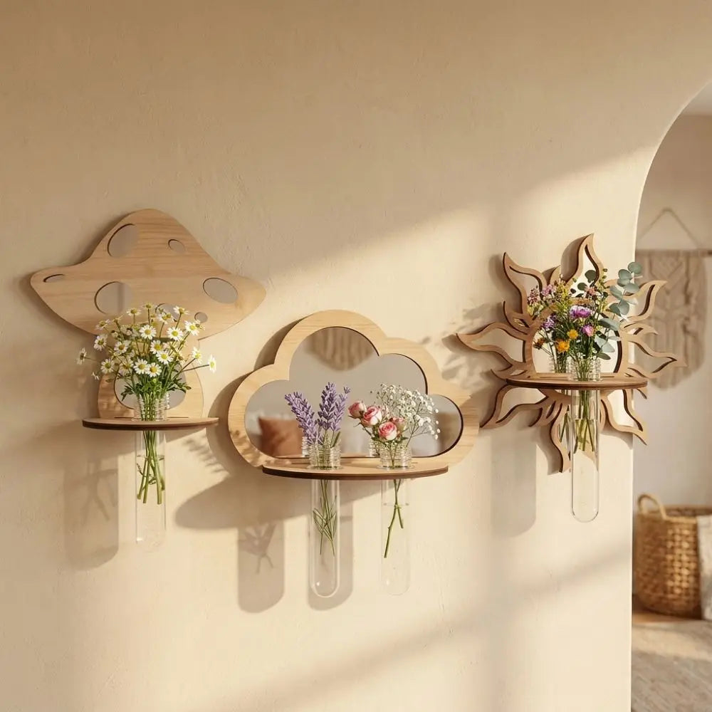 Repisa Floral de Madera | Un rincón que florece 🌿
