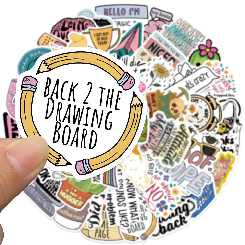 50pcs Funny Cartoon Sarcastic Stickers