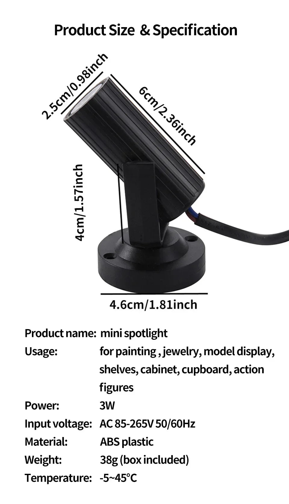 85-265V Mini RGB Spotlight LED Stage Lighting Effect Lightweight for Party Wedding Mirror Ball Club Dj Disco Bar KTV Events