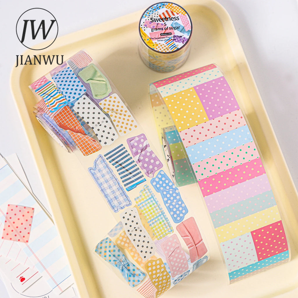 JIANWU The Sweetness Five-grain Sugar Series Colorful Dot Landscape Material Collage PET Tape Creative DIY Journal Stationery