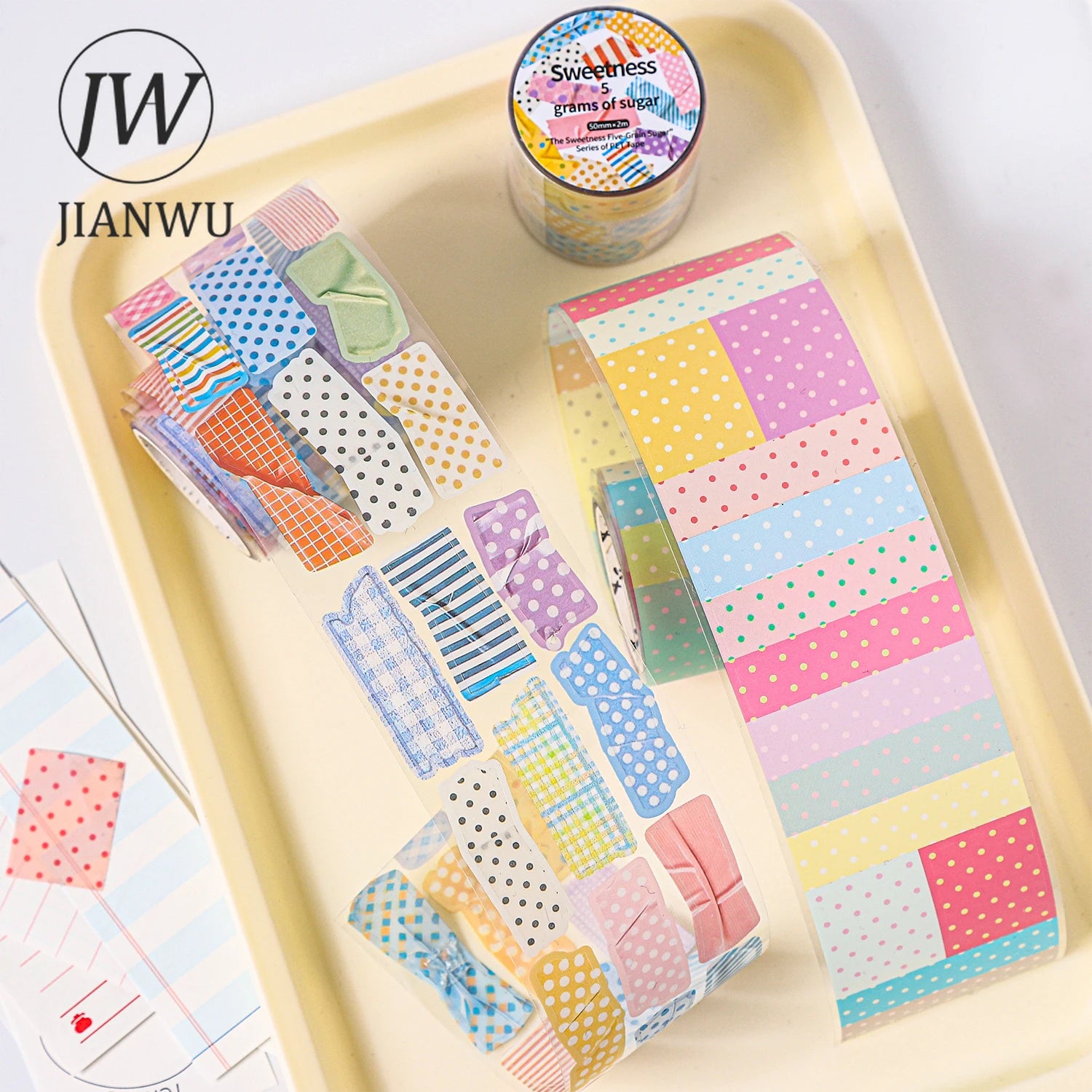 JIANWU The Sweetness Five-grain Sugar Series Colorful Dot Landscape Material Collage PET Tape Creative DIY Journal Stationery