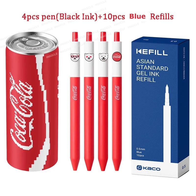 Lápices Gel Coca-Cola 4pc con Estuche Lata - Papelería Kawaii | Cozy Moments