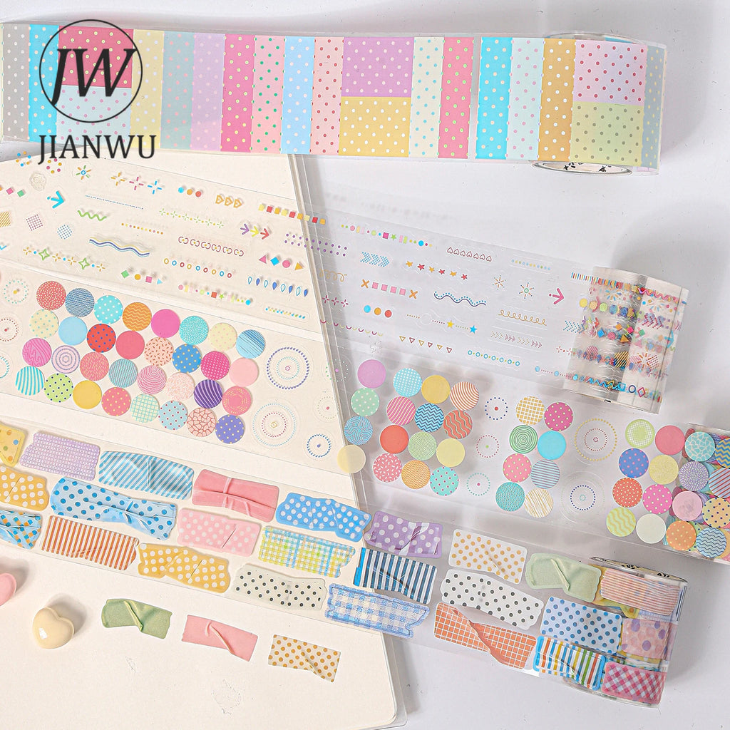 JIANWU The Sweetness Five-grain Sugar Series Colorful Dot Landscape Material Collage PET Tape Creative DIY Journal Stationery
