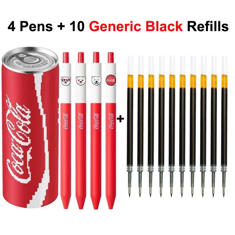 Lápices Gel Coca-Cola 4pc con Estuche Lata - Papelería Kawaii | Cozy Moments