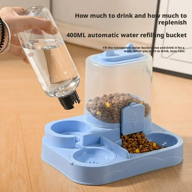 Comedero Doble con Dispensador de Agua