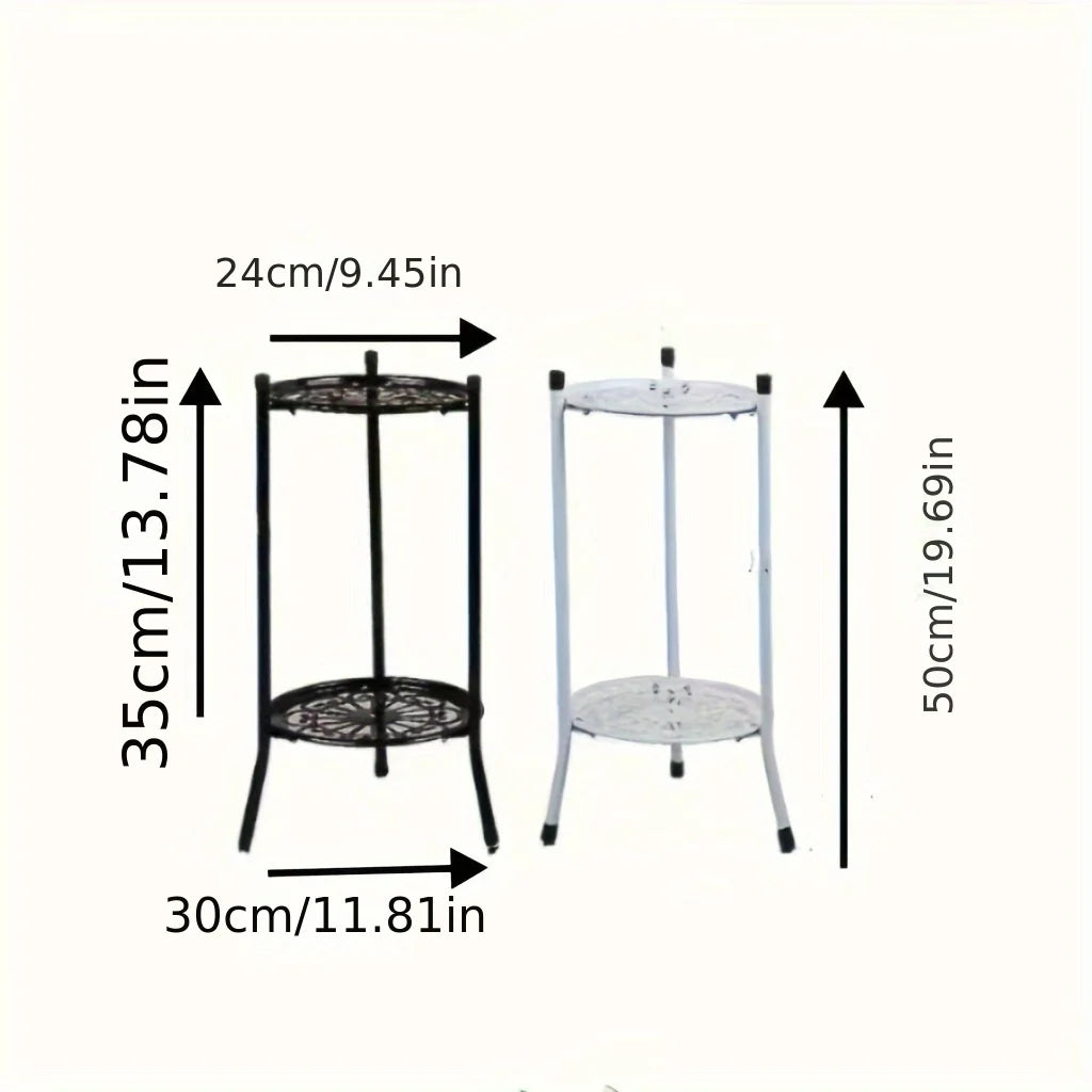 1 Pack, 2-Tiered Tall Plant Stand Metal Plant ShelfSupports Rack For Indoor Outdoor Home Decoration