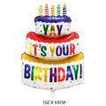 Large 3 Layer Birthday Cake Candle Foil Balloons with Stripes & Polka Dots, Party Decoration Photo Props