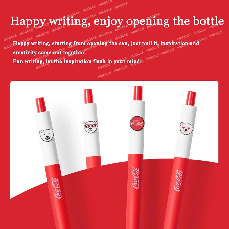 Lápices Gel Coca-Cola 4pc con Estuche Lata - Papelería Kawaii | Cozy Moments