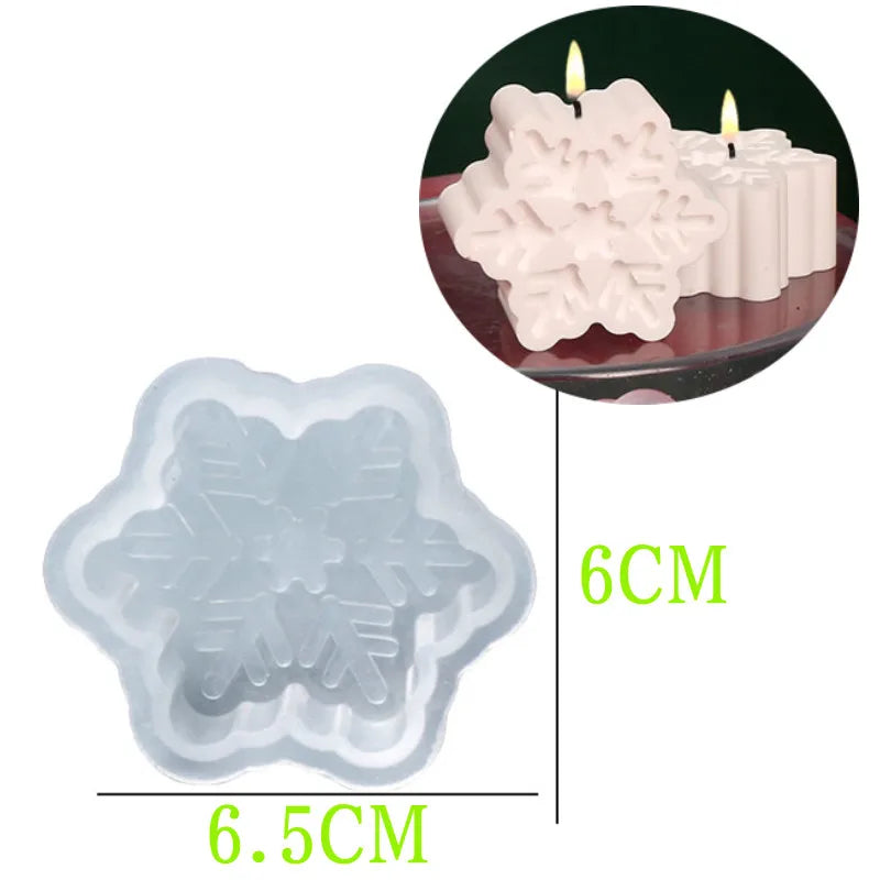 Christmas Snowflake Candle Silicone Mold Handmade Soap Aromatherapy Gypsum Resin Ice Mould Candle Making Kit Home Decor Gifts