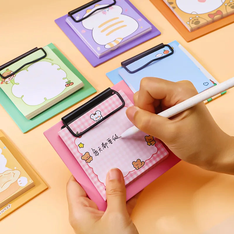 Bloc de Notas Adhesivas Kawaii con Clip
