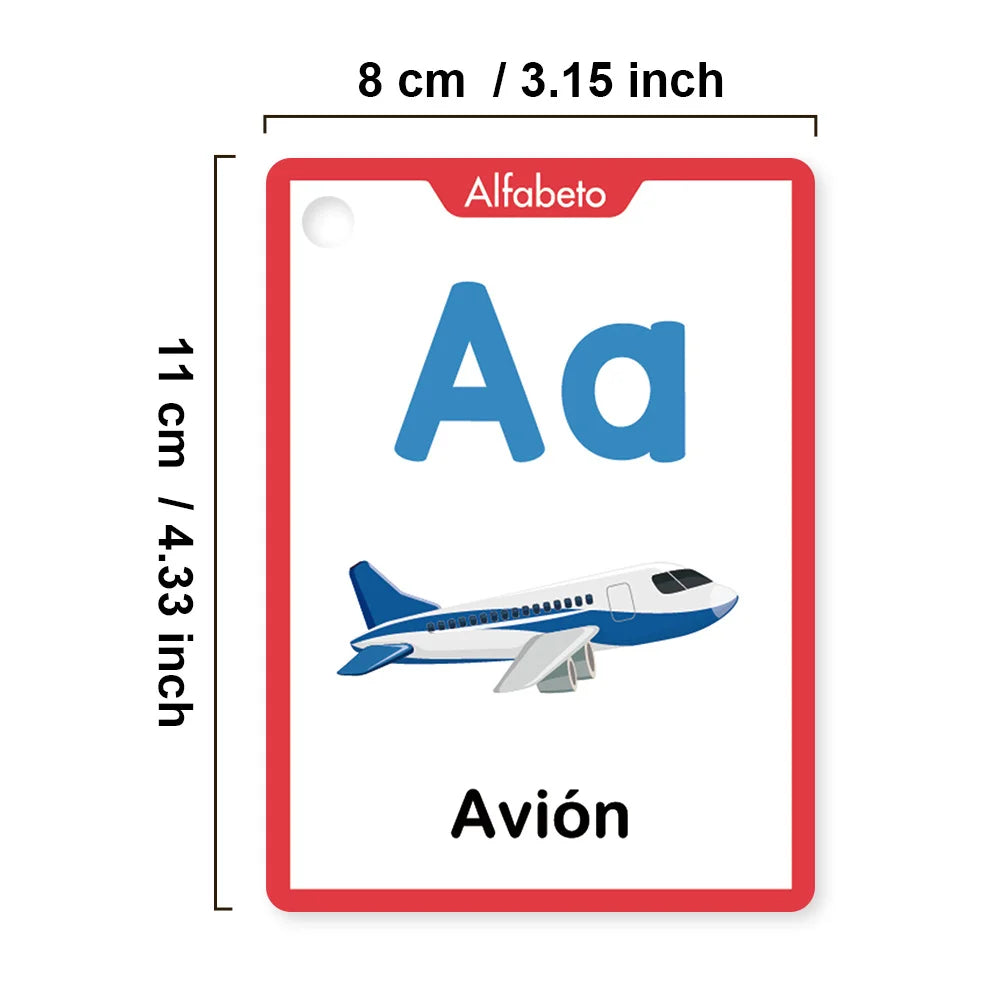 40Pcs Spanish Alphabet Number Color & Shape Themes Learning Cards for Kids Early Education Vocabulary Flashcards Teaching Aids