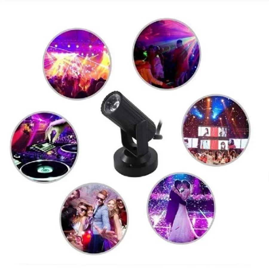 85-265V Mini RGB Spotlight LED Stage Lighting Effect Lightweight for Party Wedding Mirror Ball Club Dj Disco Bar KTV Events