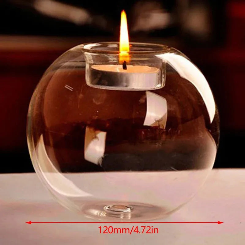 European Style Round Glass Candle Holder for Christmas, Wedding & Table Centerpiece Decor