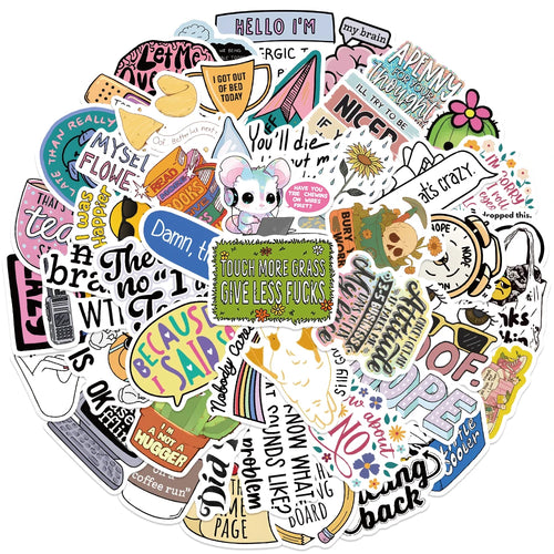 50pcs Funny Cartoon Sarcastic Stickers