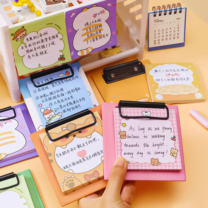 Bloc de Notas Adhesivas Kawaii con Clip
