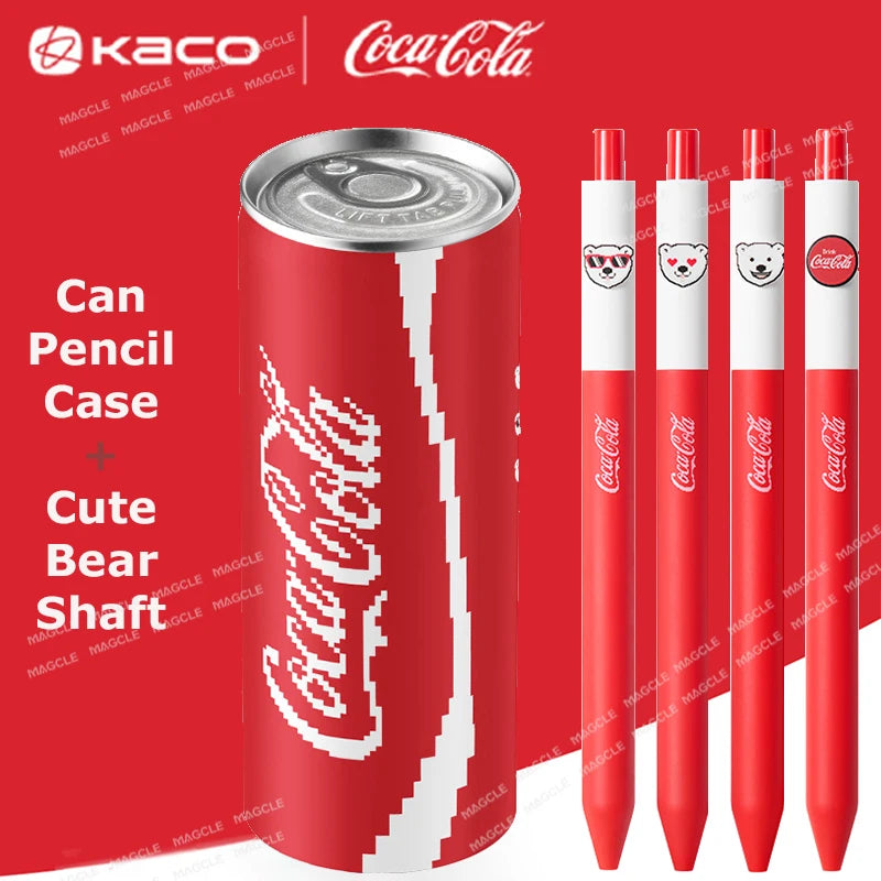 Lápices Gel Coca-Cola 4pc con Estuche Lata - Papelería Kawaii | Cozy Moments