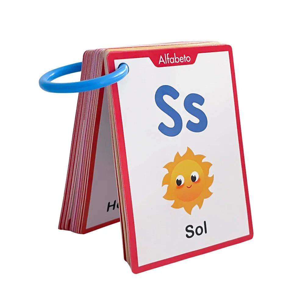 40Pcs Spanish Alphabet Number Color & Shape Themes Learning Cards for Kids Early Education Vocabulary Flashcards Teaching Aids