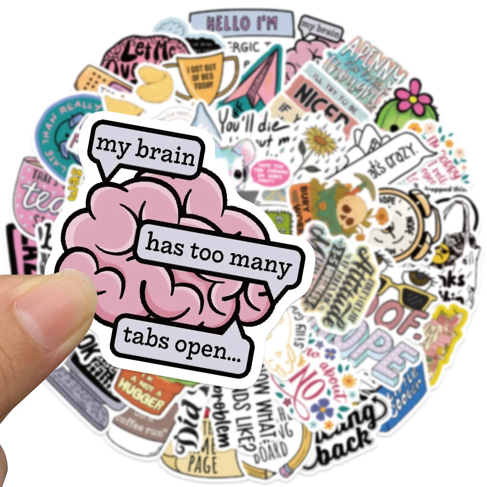 50pcs Funny Cartoon Sarcastic Stickers