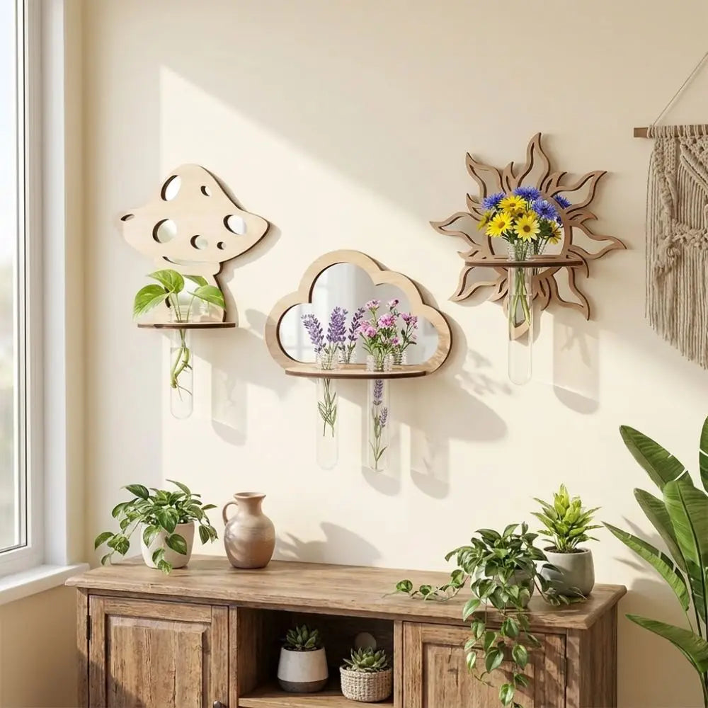 Repisa Floral de Madera | Un rincón que florece 🌿
