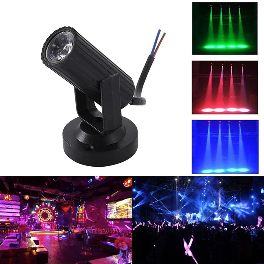 85-265V Mini RGB Spotlight LED Stage Lighting Effect Lightweight for Party Wedding Mirror Ball Club Dj Disco Bar KTV Events