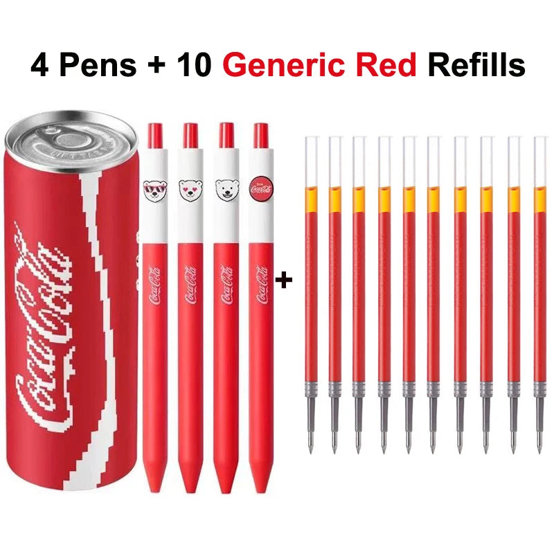 Lápices Gel Coca-Cola 4pc con Estuche Lata - Papelería Kawaii | Cozy Moments