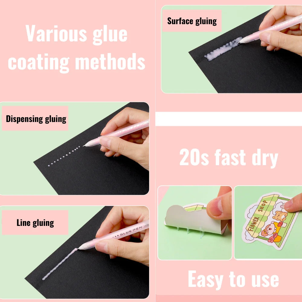 Candy Color Glue Pen Handbook Dispensing Pen Quick-Drying Dot Gule Stick DIY High Viscosity Glue School Office Supplies