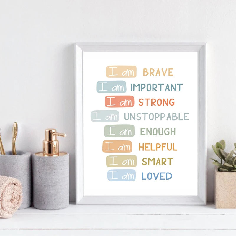 English Education Poster Alphabet Number Color Shape Wall Art Prints Canvas Painting Wall Pictures Kids Bedroom Classroom Decor