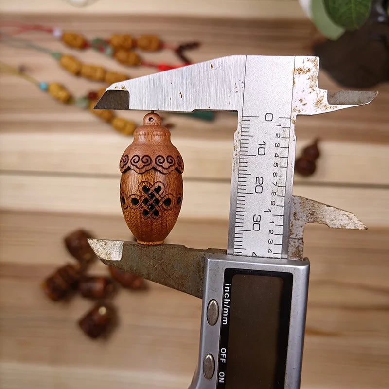 Wood Hollow Carved Aromatherapy Bottle Mini Vase Pagoda Car Hanging Decoration Fragrance Diffuser Bottle Sealed Jar Pendant