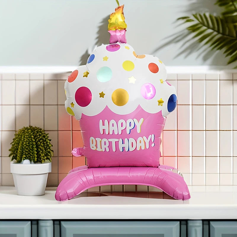 35inch Birthday Cake Candle Cake Shaped Happy Birthday Party Balloon Foil Balloons Photo Props Scene Decoration